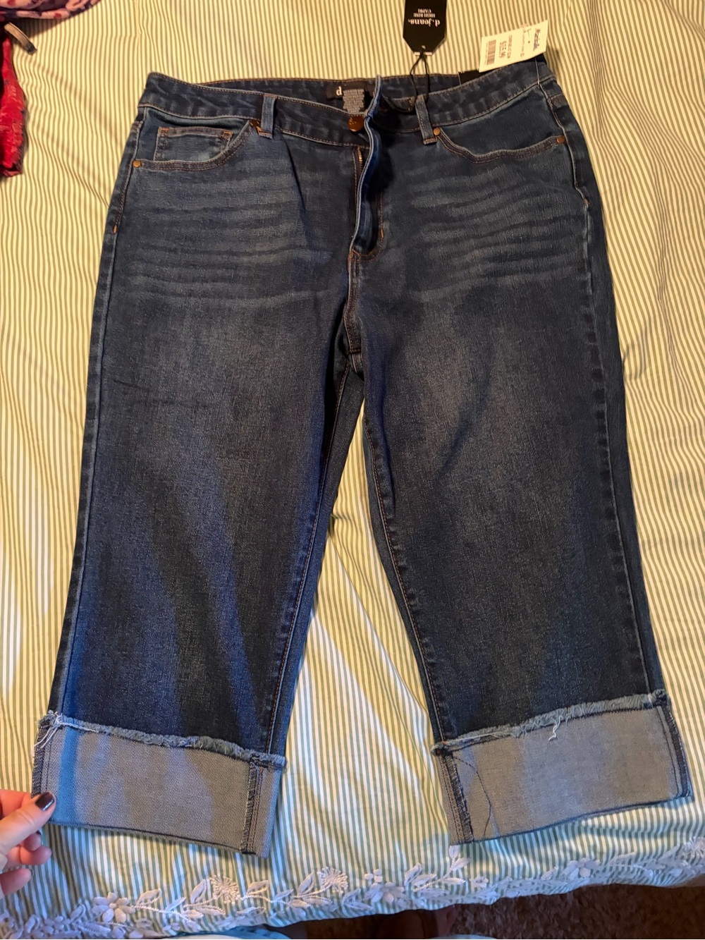d. jeans Dark Blue Cropped Cuffed Women's Jeans